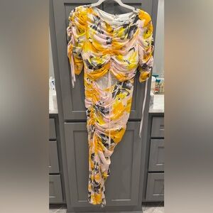 Alice McCall Yellow and Pink Floral Midi Dress
